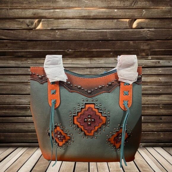 Montana West Cut-out Aztec Collection Concealed Carry Tote with Matching Wallet - Picture 2 of 8